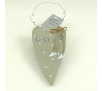 Gisela Graham Wooden Polka Dot Hanging Heart Decoration Grey