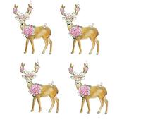 Gisela Graham Wooden Stag Hanging Christmas Decorations set of four