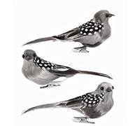 Gisela Graham Woodland Bird With Feathers Clip On Occasion Christmas Tree Decoration Set 3