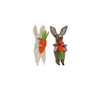 Gisela Graham Wool Mix Brown and White Easter Bunny Easter Decoration - Set of Two