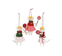 Gisela Graham Wool Mix Mice With Candy Lollipops Christmas Decoration (set of 3)