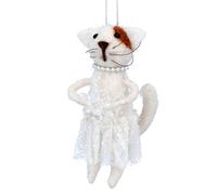 Gisela Graham - Wool mix pendant, cat with lace dress.