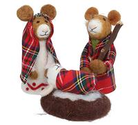 Gisela Graham Wool Mix Tartan Mice Nativity Set of 3
