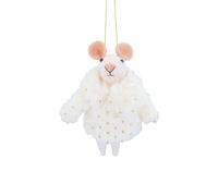 Gisela Graham Wool Mouse with White Coat 13x10x4cm Hanging Tree Decoration Ornament
