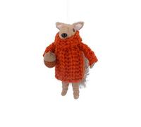 Gisela Graham Wool Squirrel in Orange Jumper Decoration