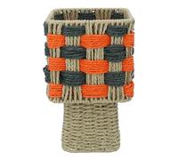 Gisela Graham Woven Plant Pot Cover, Green and Orange, Cube, 26cm x 15cm
