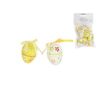 Gisela Graham Yellow and White Floral Paper Mini Egg Set of 12 Easter Decoration