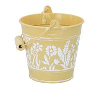 Gisela Graham Yellow Floral Embossed Metal Bucket