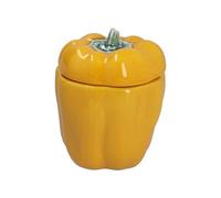 Gisela Graham Yellow Pepper Shaped Stoneware Pot with Lid, 15cm