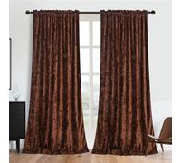 gisewood Brown Crushed Velvet Curtains with Rod Pocket Luxurious Thermal Insulation Soundproofing and Room Darkening Window Treatments for Living Room Bedroom Office, 2 Panels Set 52" W x 84" L