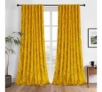 gisewood Gold Velvet Curtains 108 inches Long - Super Soft Velvet Panels Extra Long Light Blocking Energy Efficient Window Curtains for Bedroom Living Room, Marigold, 52 x 108 inch, 2 Pcs
