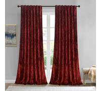 gisewood Holiday Red Crushed Velvet Curtains 2 Panel Set - 96 inches Long Room Darkening Luxury Distressed Velvet Rod Pocket Window Drapes for Living Room Bedroom 52" W x 96" L