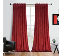 gisewood Holiday Red Velvet Curtains Christmas Curtains Super Soft Thermal Insulated Window Drapes 84 inches for Living Room Holiday Decorative for Master Bedroom, W52 x L84, 2 Panels