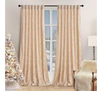 gisewood Lux Cream Crushed Velvet Curtains 2 Panel Set - 84 inches Long Room Darkening Luxury Distressed Velvet Rod Pocket Window Drapes for Living Room Bedroom 52" W x 84" L