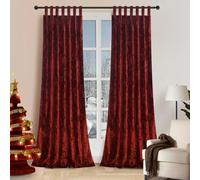 gisewood Lux Holiday Red Crushed Velvet Curtains 2 Panel Set - 84 inches Long Room Darkening Luxury Distressed Velvet Tab Top Window Drapes for Living Room Bedroom 52" W x 84" L