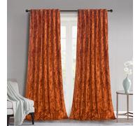 gisewood Lux Orange Crushed Velvet Curtains 2 Panel Set - 96 inches Long Room Darkening Luxury Distressed Velvet Rod Pocket Window Drapes for Living Room Bedroom 52" W x 96" L