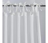 gisewood Tie-Top Linen Cotton Blend Window Curtain Panel, Rustic-Chic Curtain Panel for Living Room or Bedroom, 52 Inches by 84 Inches, Off White, 2 Panels