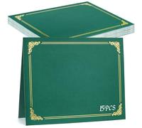 gisgfim 15Pcs Certificate Holders Diploma Covers Single Sided Gold Foil Border Award Certificate Covers for Letter Size 8.5x11 Certificates Cardstock Document Papers Storage Organizer (Green)