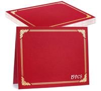 gisgfim 15Pcs Certificate Holders Diploma Covers Single Sided Gold Foil Border Award Certificate Covers for Letter Size 8.5x11 Certificates Cardstock Document Papers Storage Organizer (Bright red)