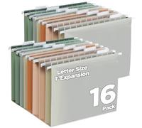 gisgfim 16 Pack Extra Capacity Hanging File Folder Letter Size Plastic Hanging Files Folder 1inch Expanding File Folders with Tabs Reinforced Hang Files Folders for Office School Home, Morandi Color