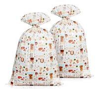 gisgfim 2Pcs Extra Large Woodland Plastic Treat Candy Bag Forest Animal Camping Party Favor Bag 37x56 Inch Jumbo Gift Bags for Baby Shower Adventure Tour Camp Themed Birthday Party Supplies