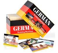 gisgfim 300 Pcs German Words Vocabulary Flash Cards with Pictures German Verb Conjugation Present Flash Cards Learn Essential German Language Vocabulary Words for Beginners Adults Kids