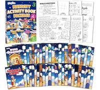 gisgfim 48 Pcs Mini Christmas Nativity Activity Books Bulk for Kids Age4-12 Mini Christmas Coloring Book Maze Word Scramble More for Religions Party Goodie Bags Stuffers Sunday School Classroom Favors