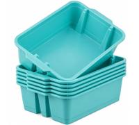 gisgfim 6 Pack Classroom Stacking Bins Stackable Plastic Book Bin Durable Storage Book Bins Plastic Stackable Organizer Spacious Books Bin for Classroom Home Storage, Office Supplies(Lake Blue)