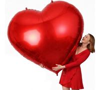 gisgfim 60 Inch Giant Heart Balloon Romantic Jumbo Huge Red Heart Shape Balloon Big Red Mylar Foil Balloons for Valentines Day Anniversary Wedding Engagement Birthday Party Decor Outdoor Indoor