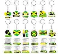 gisgfim 72 Pcs Jamaica Flag Keychains Souvenirs Gifts Bulk Jamaica Acrylic Keychain Jamaican Decorations for Party Souvenirs Holiday Travel Culture Patriotic Festival National Day Family Gathering