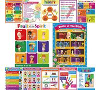 gisgfim Bible Posters for Classroom & Home - Religious Wall Art - 12 Pieces - Multicolor - Unframed - 14 x 11 inches