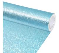 gisgfim Glitter Bulletin Board Roll Sparkle Bulletin Board Background Glitter Poster Paper Gift Wrapping DIY Art Crafts Non Fading Wallpaper for Home Office Classroom Decoration 16" x20ft, Light Blue