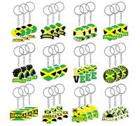 gisgfim Jamaica Flag Keychains Souvenirs Gifts Bulk Jamaica Acrylic Keychain Jamaican Decorations for Party Souvenirs Holiday, Green, Medium