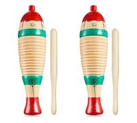 Gishbjka 2pack Guiro Instrument Fish Shaped 2 Pack Fish Shape Guiro Latin Percussion Instrument Colorful Wooden Musical Instruments with Rhythm Sticks for Adults, Educational Early Learning for Kids a