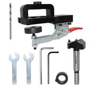 Gishbjka Cabinet Hinge Drilling Hole Puncher Door Panel Hinge Hole Positioning Tool 35mm Drill Guide Locator Dowel Jig for Door Installation Household Tools Adjustable Margin Hole Positioner