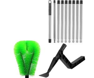 Gishbjka Gutter Cleaning Tools Adjustable Rod Gutter Cleaner Scoop Multi-Functional Gutter Cleaner Brush Easily Clear Roof Leaves Debris Roof Gutters