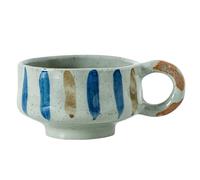 Gishbjka Retro Graffiti Handmade Ceramic Coffee Cups Hand-Painted Rough Pottery Pottery Blue