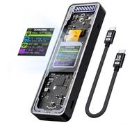 Gishbjka Smart 2280 M.2 NVMe SSD Enclosure Cyber Design Explorer Edition with LCD Display Max 10GBps Type-C Black