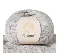 Gisimo 100% Inner Mongolian Cashmere Yarn, 6-Ply Luxurious and Soft Yarn for Hand Knitting & Crocheting (Light Gray, 1 Ball)