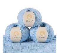 Gisimo 100% Inner Mongolian Cashmere Yarn, 6-Ply Luxurious and Soft Yarn for Hand Knitting & Crocheting (Light Blue,3 Balls)