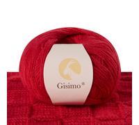 Gisimo 100% Inner Mongolian Cashmere Yarn, 6-Ply Luxurious and Soft Yarn for Hand Knitting & Crocheting (Red,1 Ball)