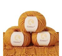 GISIMO 100% Merino Wool Yarn, 6-Ply Luxurious and Soft Yarn for Hand Knitting & Crocheting, 1.76 OZ/50g, 127 yds/116 Meters (Pumpkin, 3 Balls)