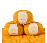Gisimo 100% Merino Wool Yarn, 6-Ply Luxurious and Soft Yarn for Hand Knitting & Crocheting, 1.76 OZ/50g, 127 yds/116 Meters(Golden Yellow, 3 Balls)
