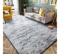 GISIONLARI Rugs Living Room Soft Bedroom Rug Fluff Area Rugs Shaggy Carpets Non-Slip Modern Luxury Fur Carpet for Kids Room Comfy Home Decor Floor Mat (Grey White, 180 x 270 cm)