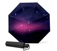 GISPOG Automatic Folding Umbrella, Cosmos Starry Sky Waterproof Compact Sun and Rain Travel Umbrellas for Women & Men