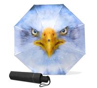 GISPOG Automatic Folding Umbrella, Eagle White Brown Wild Waterproof Compact Sun and Rain Travel Umbrellas for Women & Men