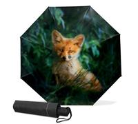 GISPOG Automatic Folding Umbrella, Fox Red Animal Waterproof Compact Sun and Rain Travel Umbrellas for Women & Men