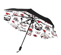 GISPOG Automatic Folding Umbrella, Penguin Cute Waterproof Compact Sun and Rain Travel Umbrellas