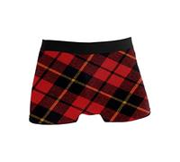 GISPOG Stretch Boxer Trunk Bulge Pouch Mens Briefs Red Buffalo Plaid Checked