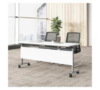 Gisruao Multifunctional Foldable Conference Table - Lockable Wheels & Rectangular Rolling Design for Offices/Classrooms, 120x40x75cm/47.2x15.7x29.5in